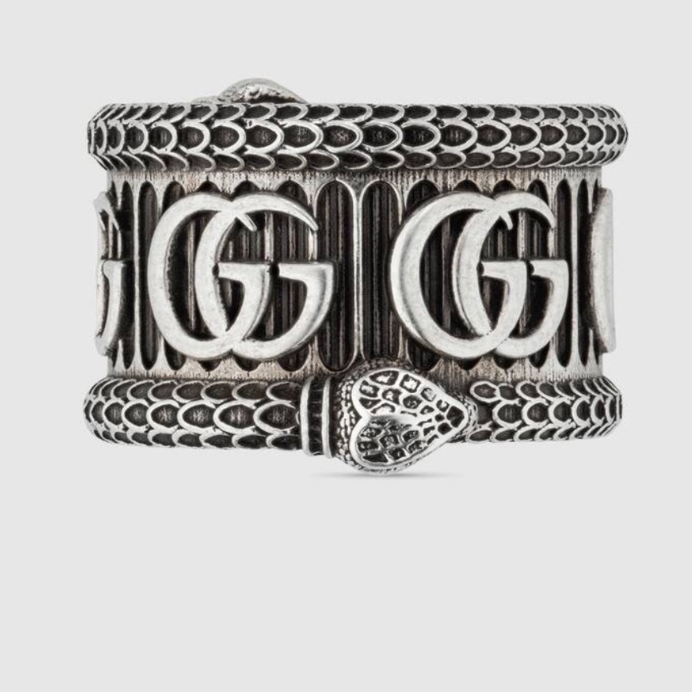 Gucci Silver Ring With Double G Size 8